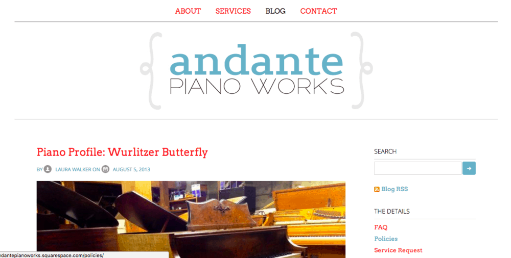  The first iteration of andantepianoworks.com, launched on September 15, 2012 